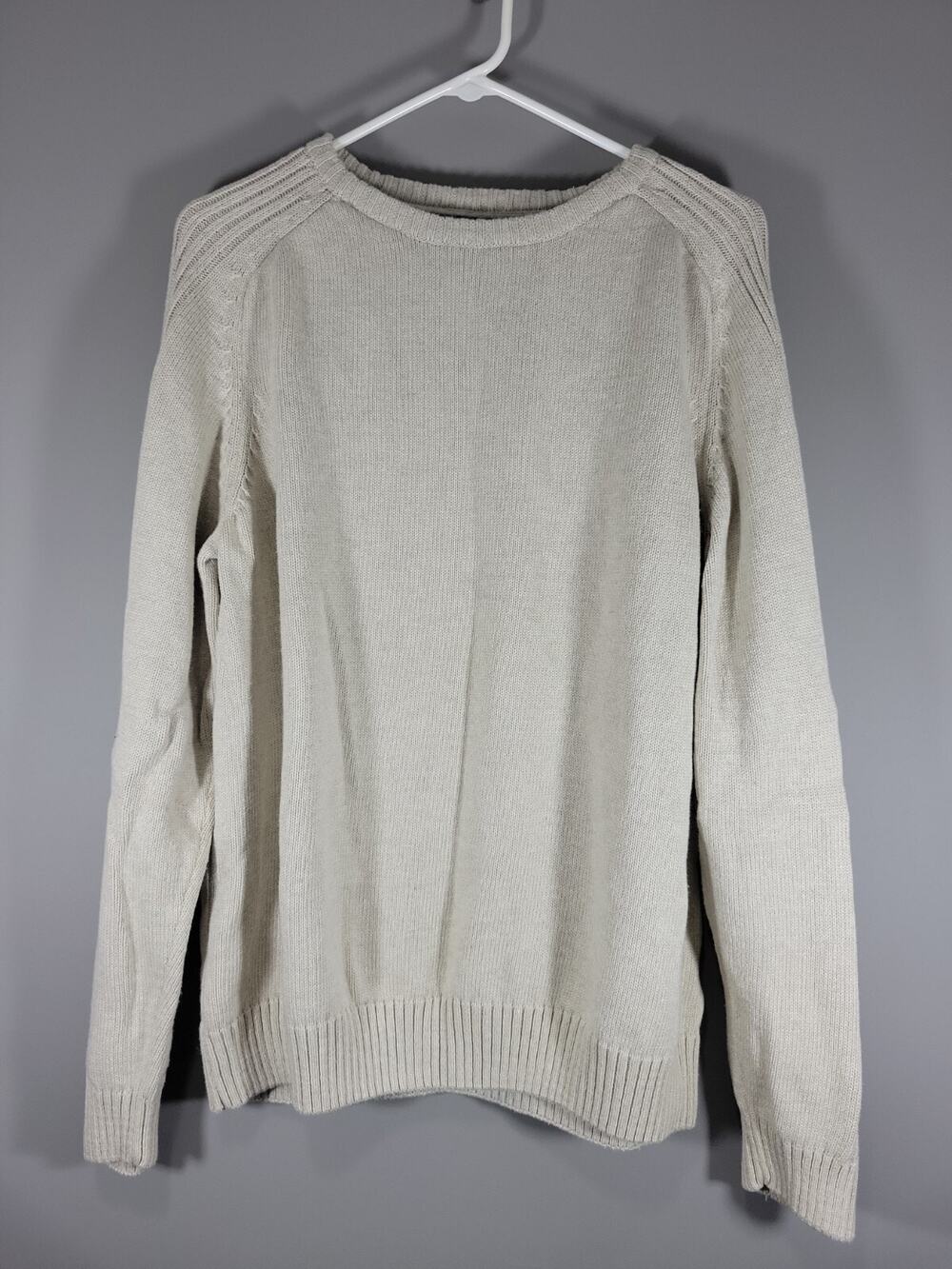 Basic Editions Men's Knit Sweater XL Extra Large Tan Beige Layering 100% Cotton